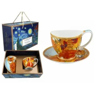 Filiżanka Big Vanessa Carmani 350ml ze spodkiem - V. van Gogh, Słoneczniki